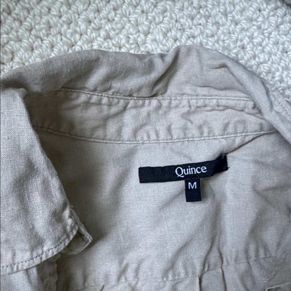 Quince Light Tan Linen Button-Up Shirt size medium - Picture 3 of 4